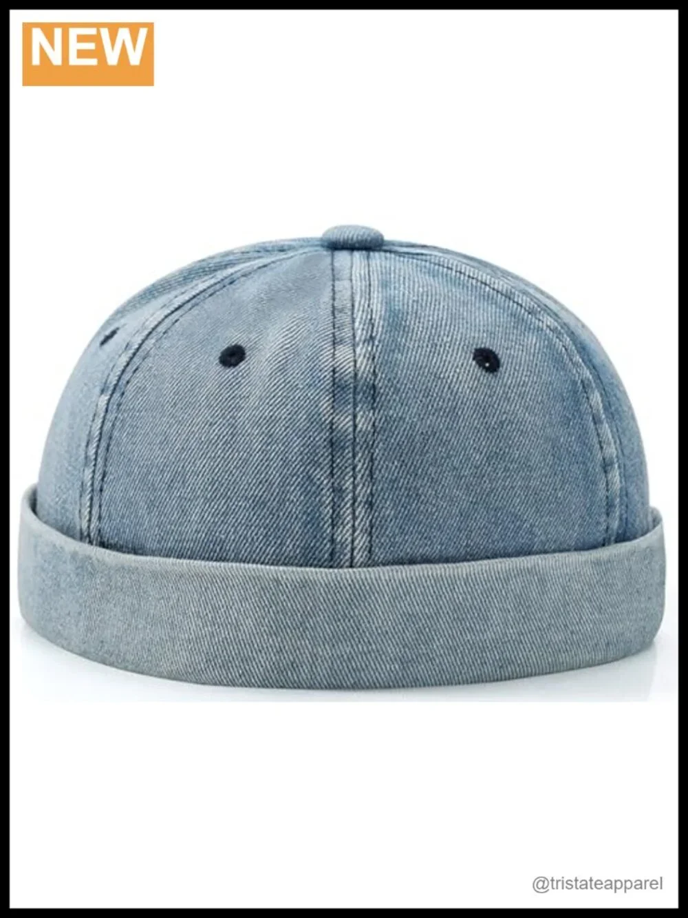 Vintage Denim Brimless Dome Hat Sailor Beanie Adjustable Foldable